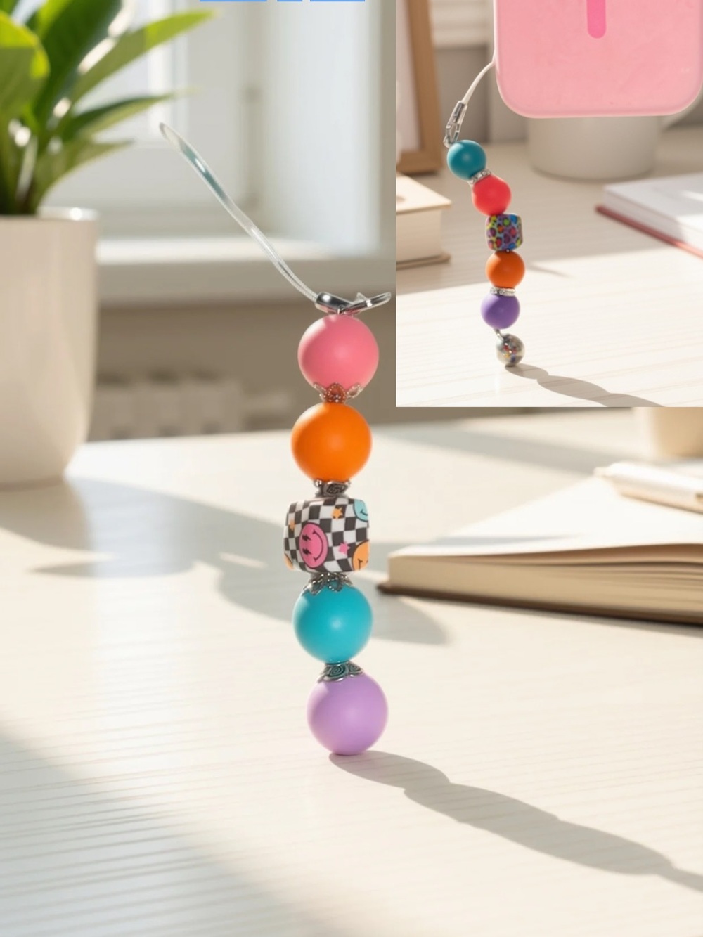 Custom Multicolor Beaded Phone Charm Case Accessory - Assorted Colors - Picture 2 of 12